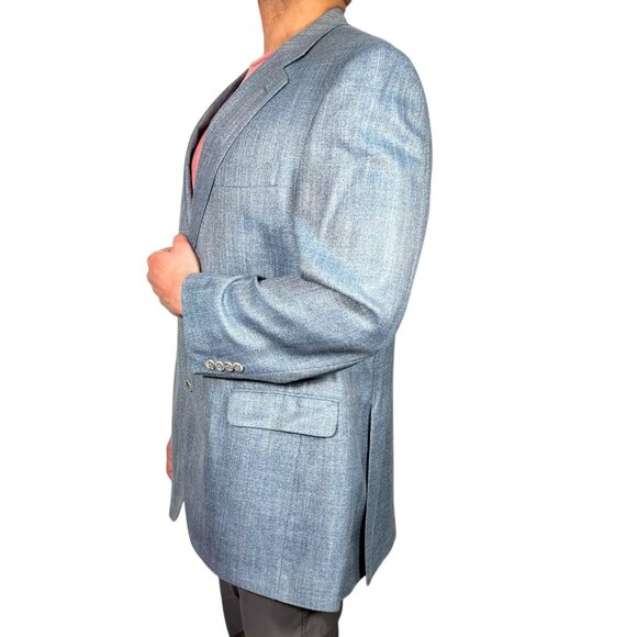 Jack Victor Valtuwood SPJ Mens Gray Single Breasted Two Button Blazer Size 44 L - Picture 2 of 16